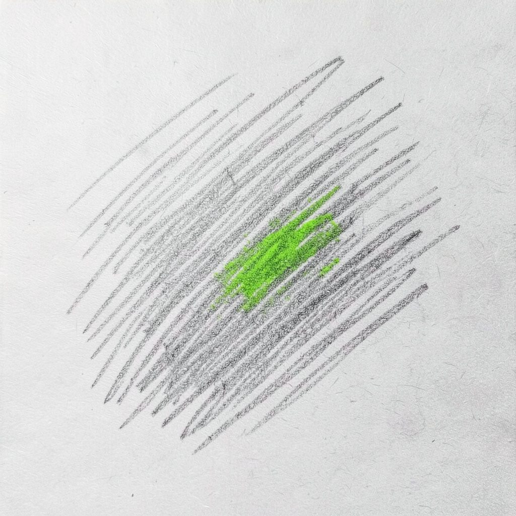 Dibujo a lápiz de grafito de una impresora multifuncional moderna sobre un escritorio de oficina, tonos grises suaves, ambiente profesional y limpio
